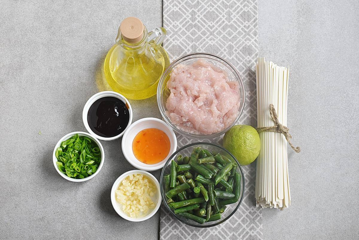 Ingridiens for Noodles with Turkey, Green Beans and Hoisin