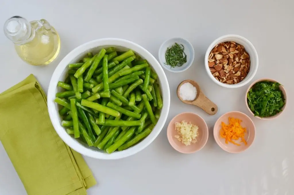 Ingredients for Green Beans with Orange and Almond Gremolata