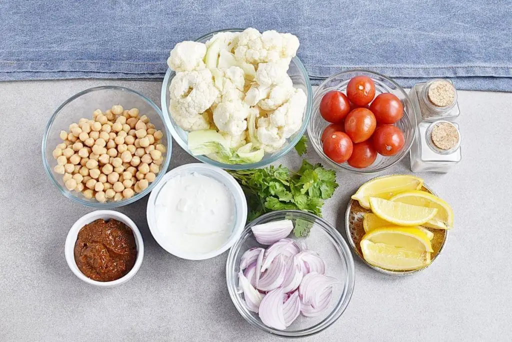 Ingredients for Indian Cauliflower and Chickpea Sheet Pan