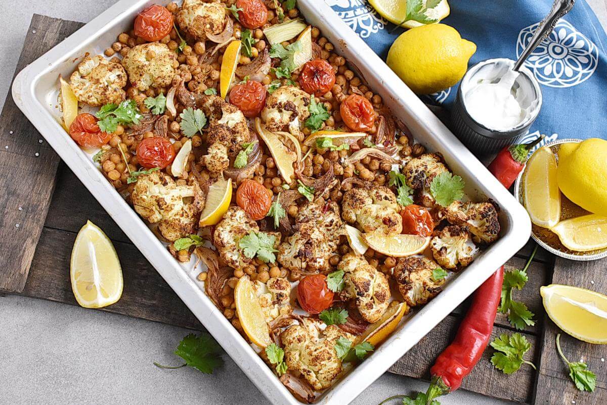 Indian Cauliflower and Chickpea Sheet Pan