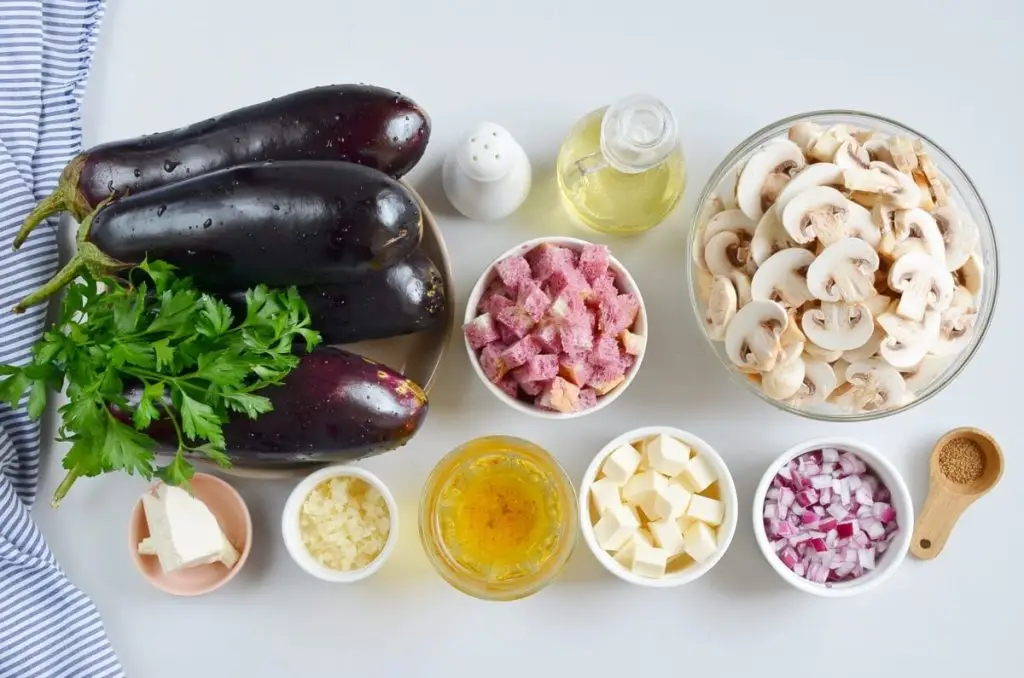 Ingredients for Mushroom-Stuffed Eggplant