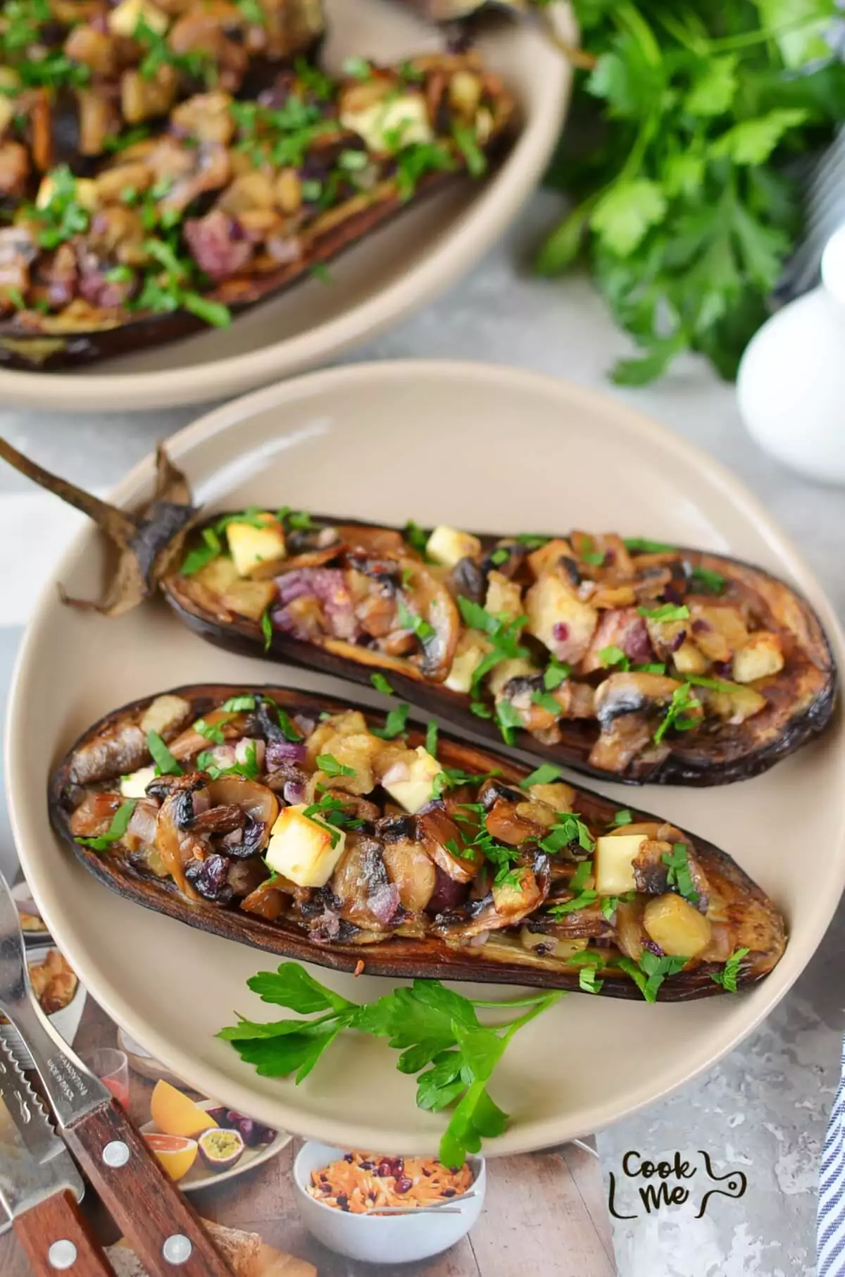 Mushroom-Stuffed Eggplant