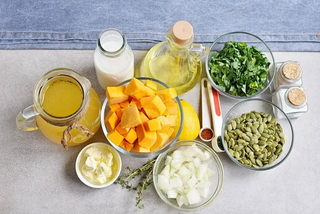 Ingredients for Pumpkin and Shellfish Bisque