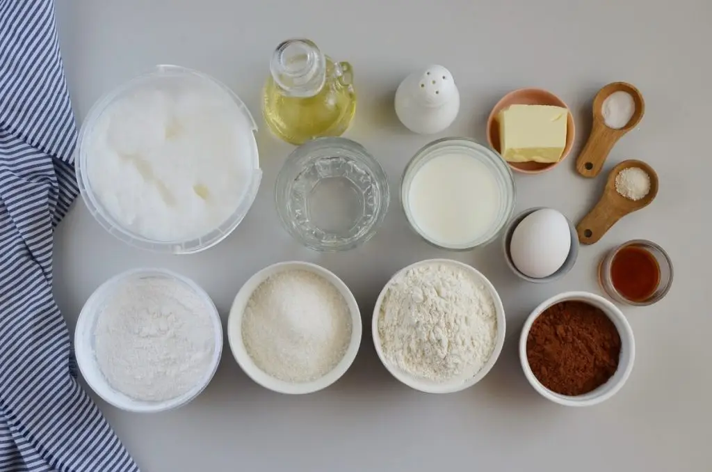 Ingredients for Spider Web Halloween Cupcakes