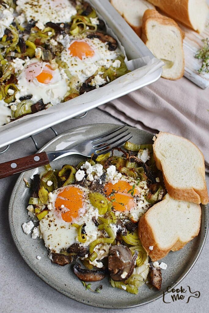 Baked Eggs with Leeks and Mushrooms