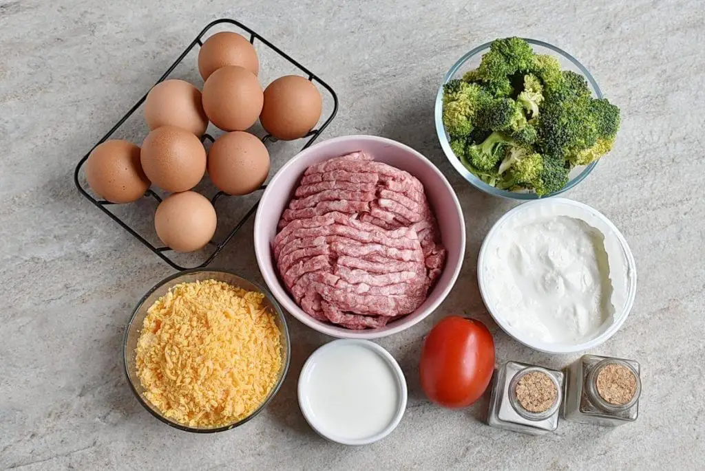 Ingredients for Keto Broccoli and Cheese Brunch Casserole