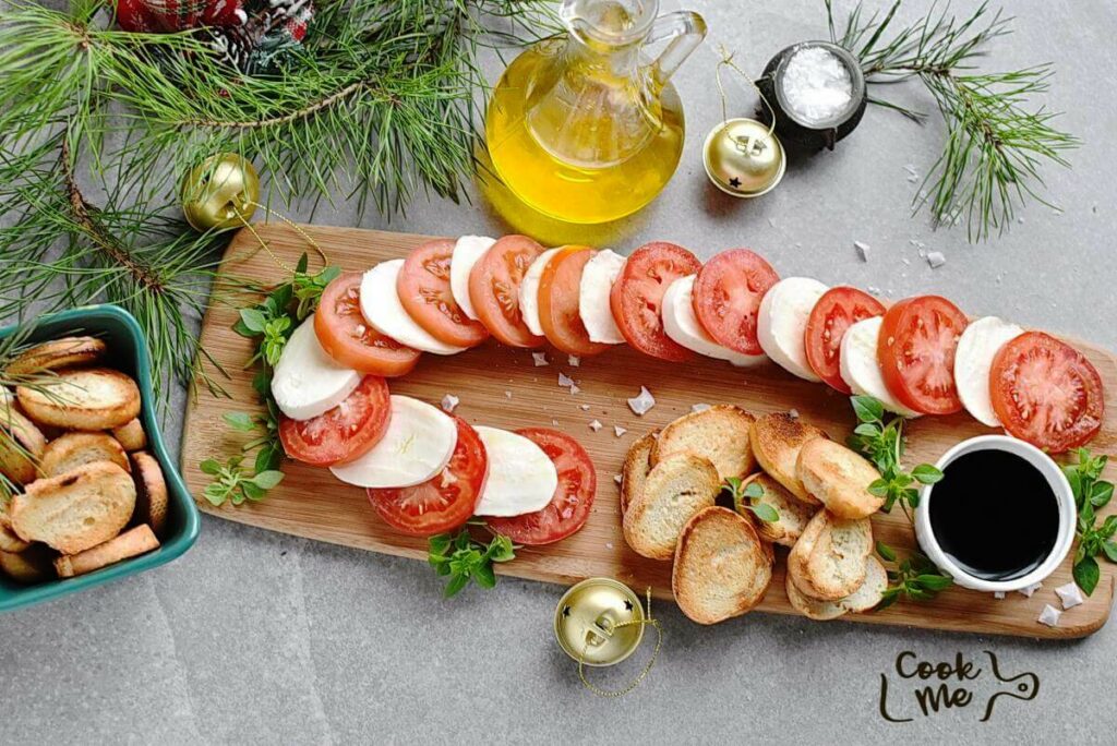 How to serve Candy Cane Caprese Board