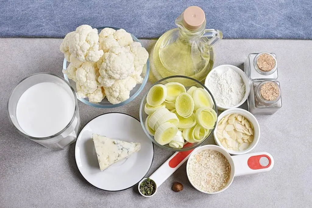 Ingredients for Cauliflower, Leek and Blue Cheese Gratin