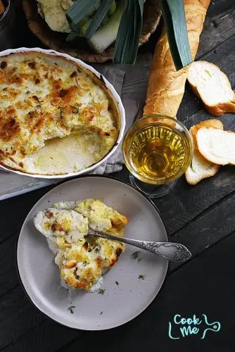 Cauliflower, Leek and Blue Cheese Gratin