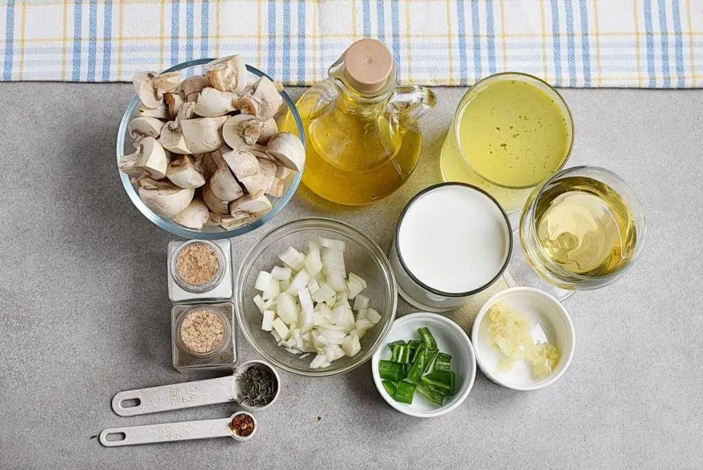 Ingredients for Cream of Mushroom Soup with Fresh Herbs