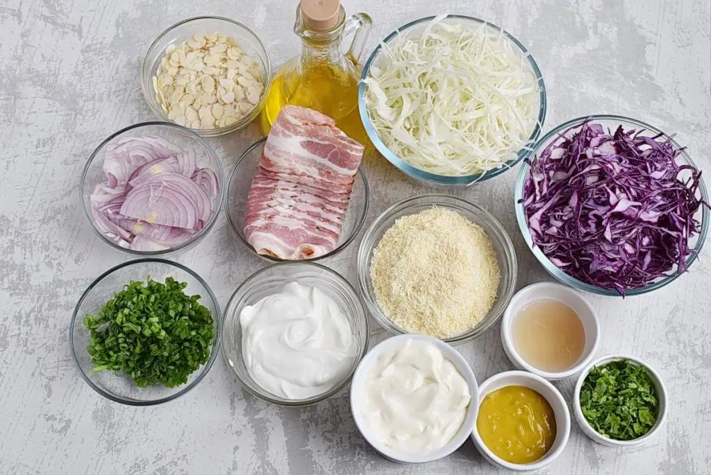 Ingredients for Mile-High Loaded Coleslaw