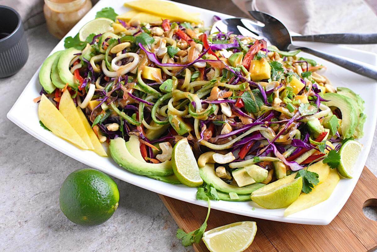 Rainbow Pad Thai Zoodle Salad Recipes– Homemade Rainbow Pad Thai Zoodle Salad –Easy Rainbow Pad Thai Zoodle Salad