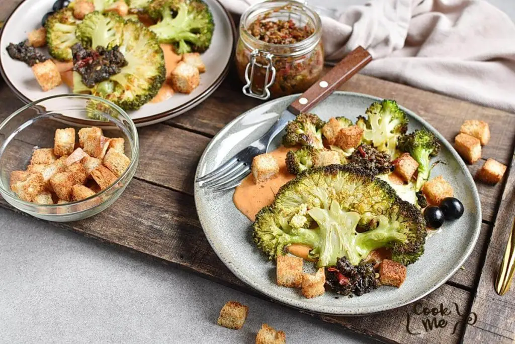 Roasted Broccoli Steaks with Tomato Butter
