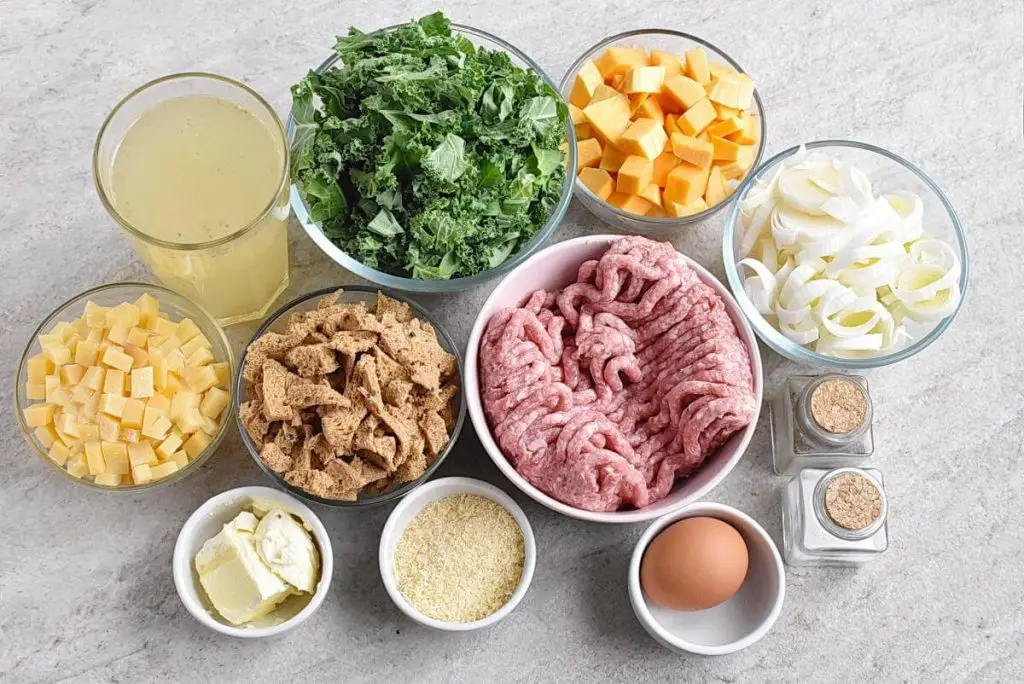 Ingredients for Sausage and Kale Thanksgiving Dressing