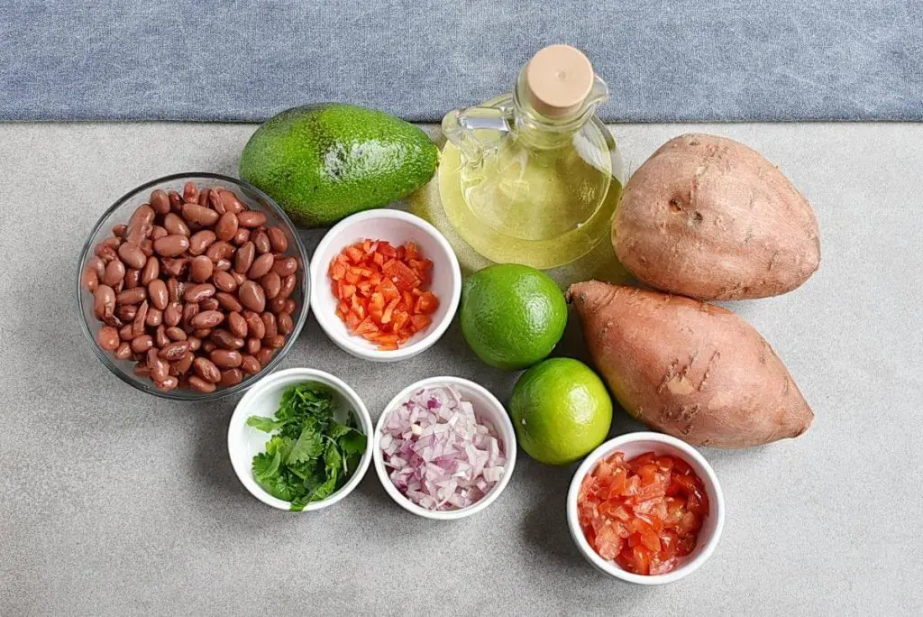 Ingredients for Vegan Sweet Potato Jackets with Guacamole