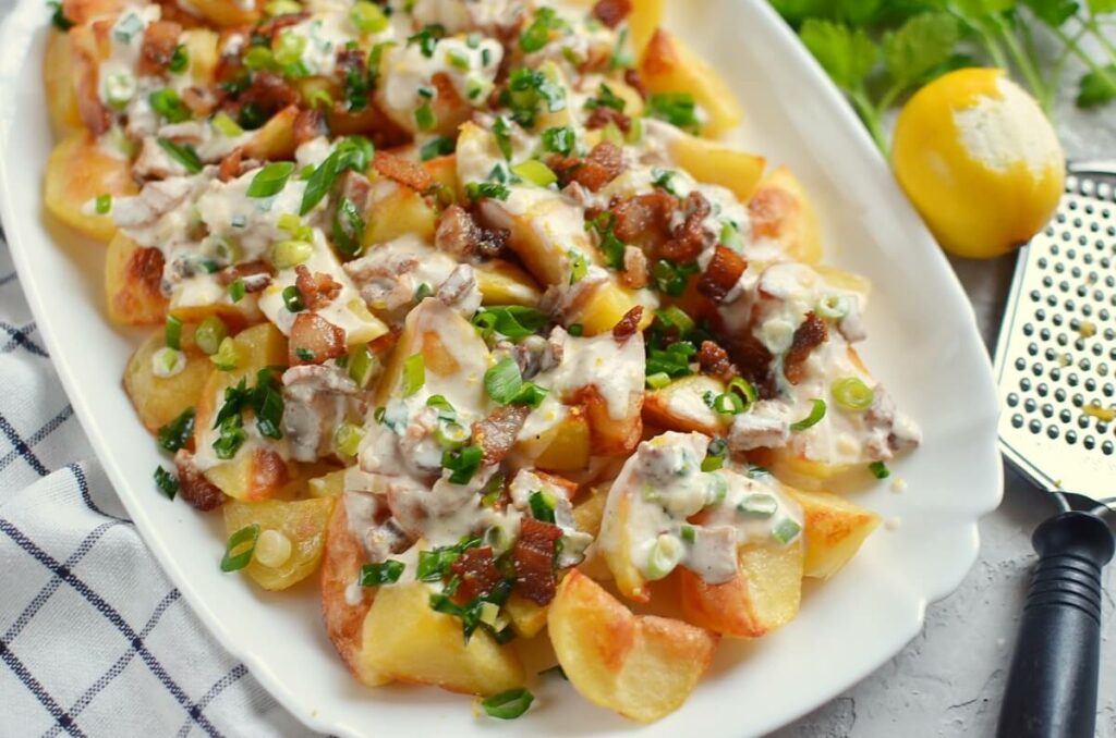 How to serve Warm Potato Salad with Cheesy Sauce