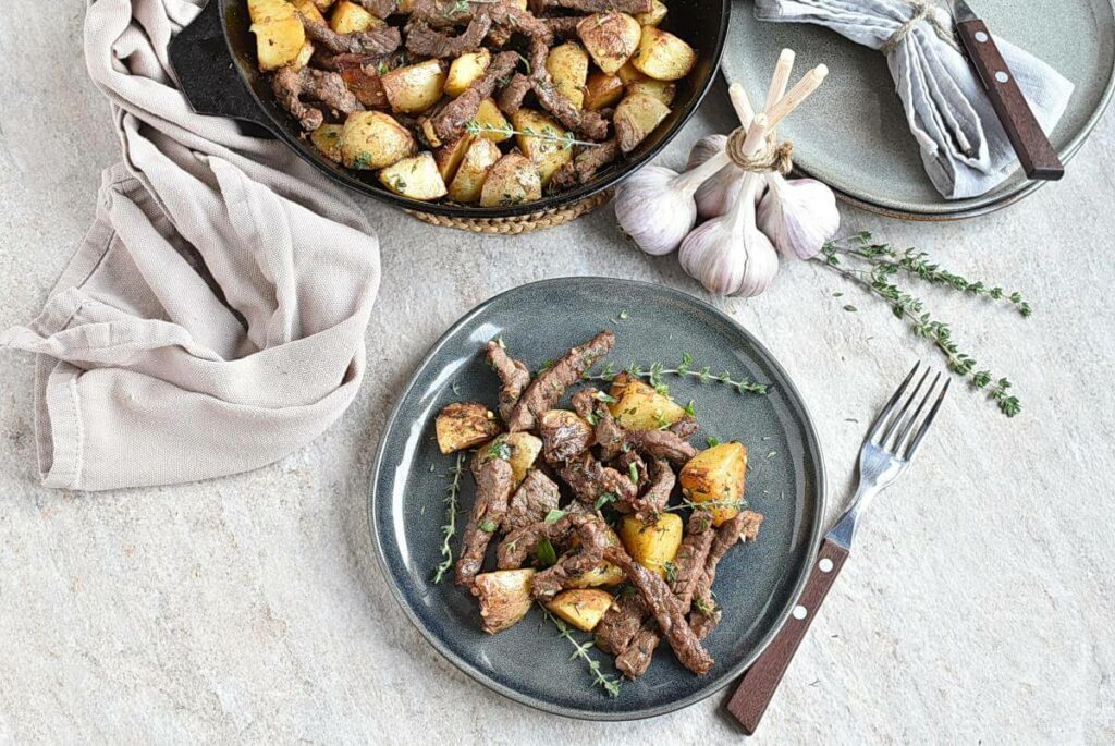 How to serve Garlic Butter Steak and Potatoes Skillet