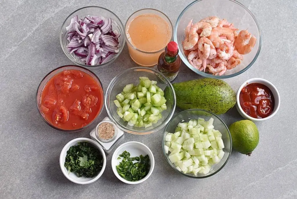 Ingredients for Mexican Shrimp Cocktail