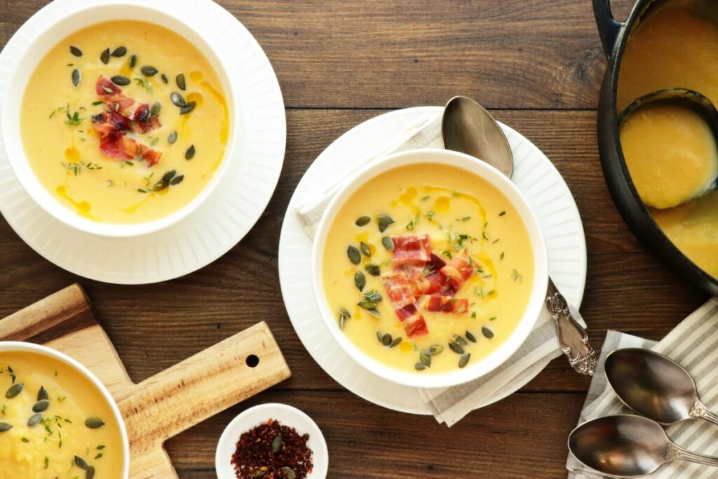 How to serve Roasted Pumpkin Soup with Bacon and Thyme
