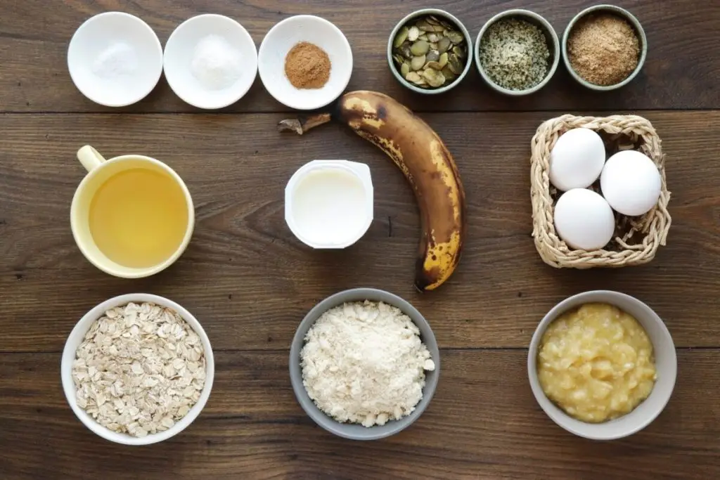 Ingredients for Gluten Free Banana Oat Bread
