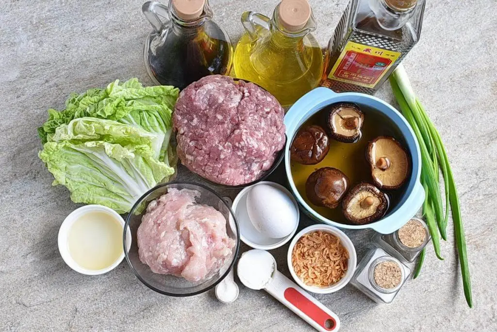 Ingredients for Lion’s Head Meatball Shiitake Soup