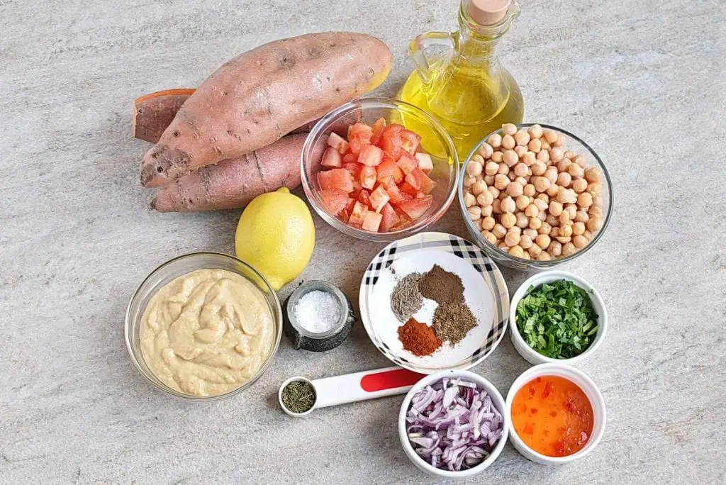 Ingredients for Mediterranean Baked Sweet Potatoes