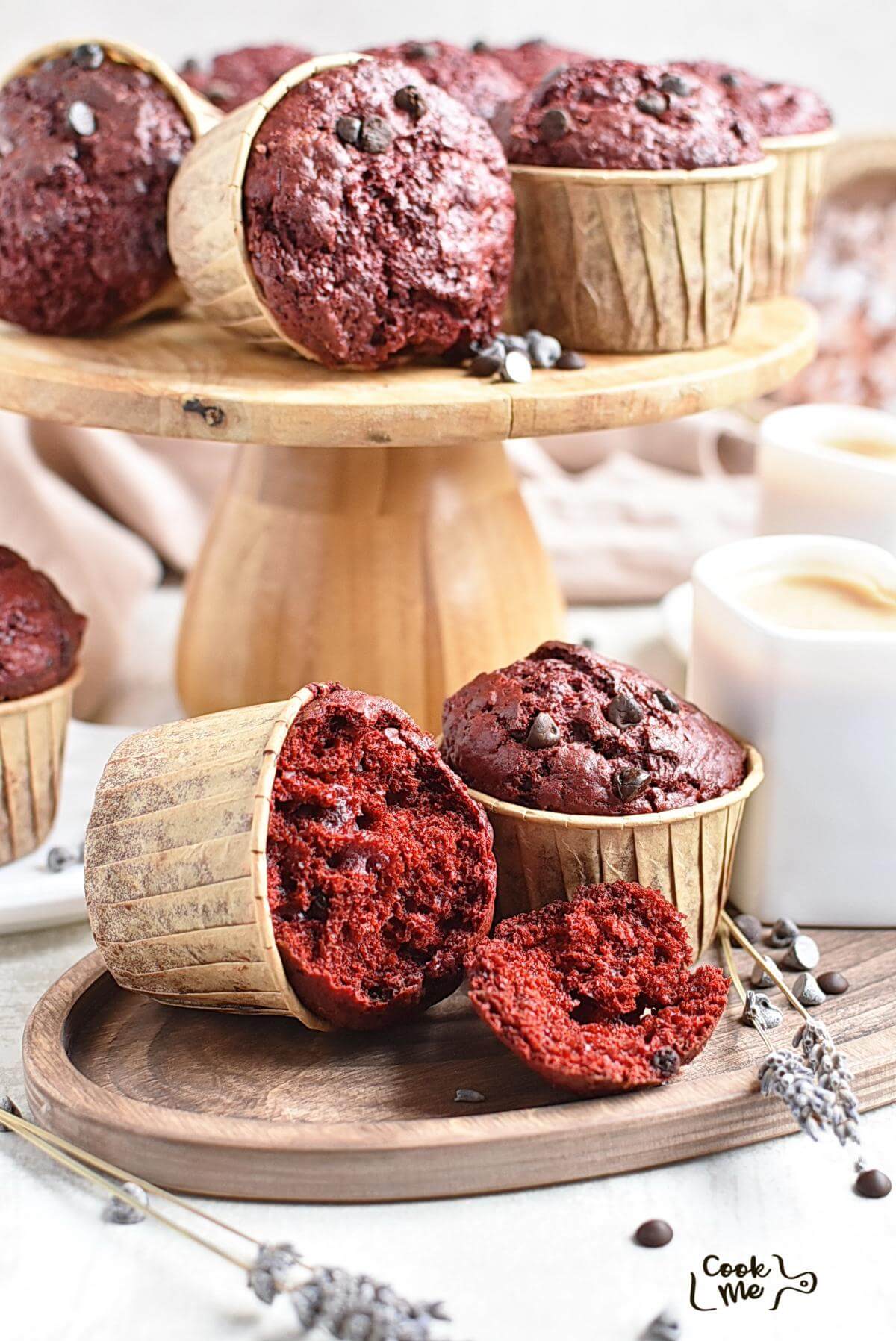 Red Velvet Chocolate Chip Muffins Recipe Cookme Recipes 9553