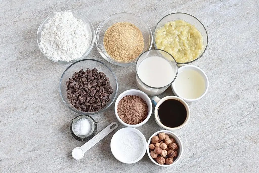 Ingredients for Vegan Chocolate Banana Bread