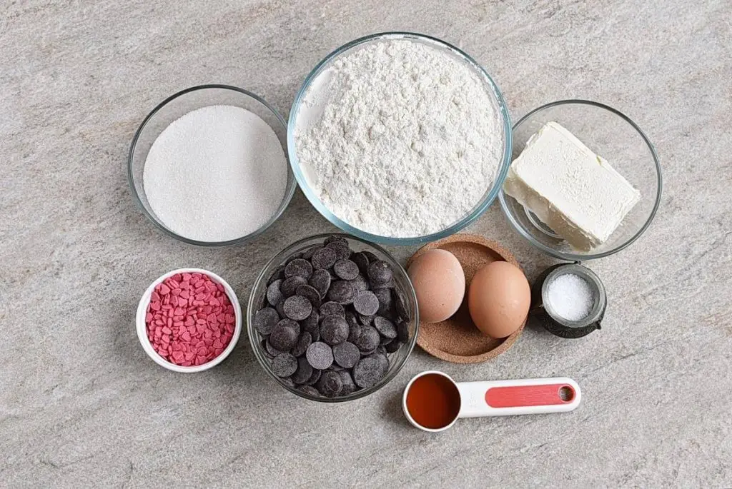 Ingredients for Chocolate Dipped Heart Cookies