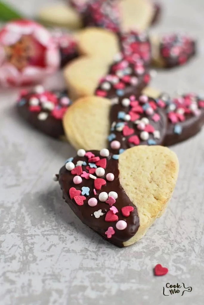 Chocolate Dipped Heart Cookies