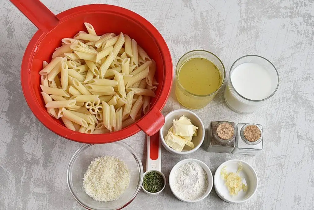 Ingredients for Creamy Garlic Penne Pasta