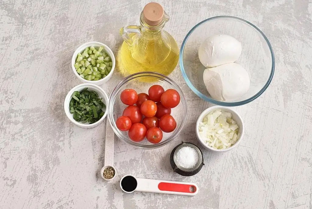 Ingredients for Easy Caprese Stuffed Fresh Mozzarella