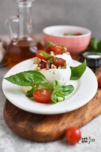 Easy Caprese Stuffed Fresh Mozzarella