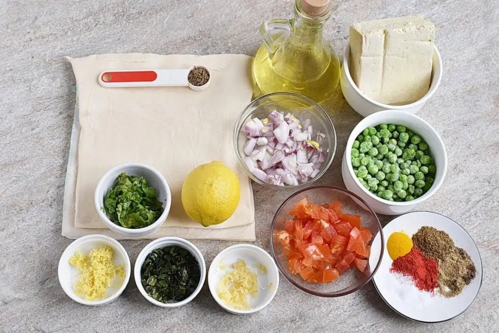 Ingredients for Indian Spiced Tofu Puff Pastry Braid