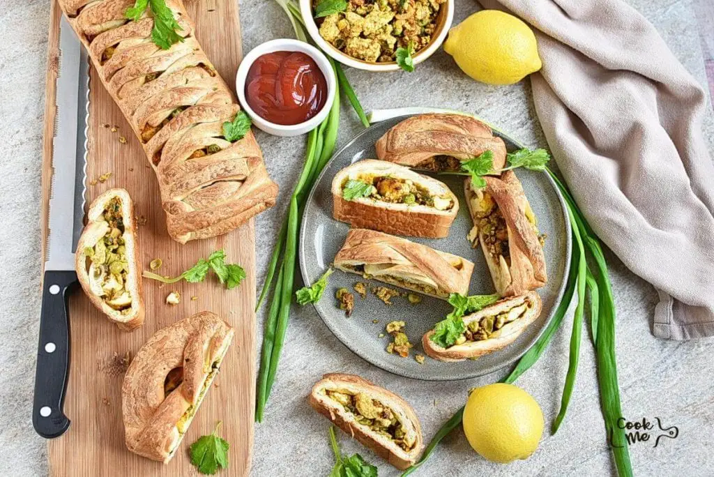 Indian Spiced Tofu Puff Pastry Braid