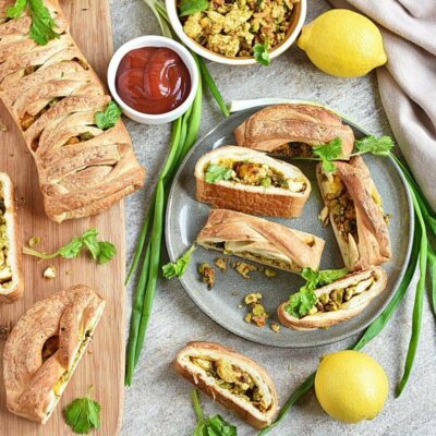 How to serve Indian Spiced Tofu Puff Pastry Braid
