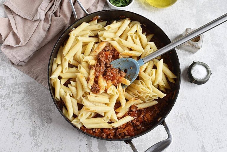Step 7 - Penne Pasta with Meat Sauce