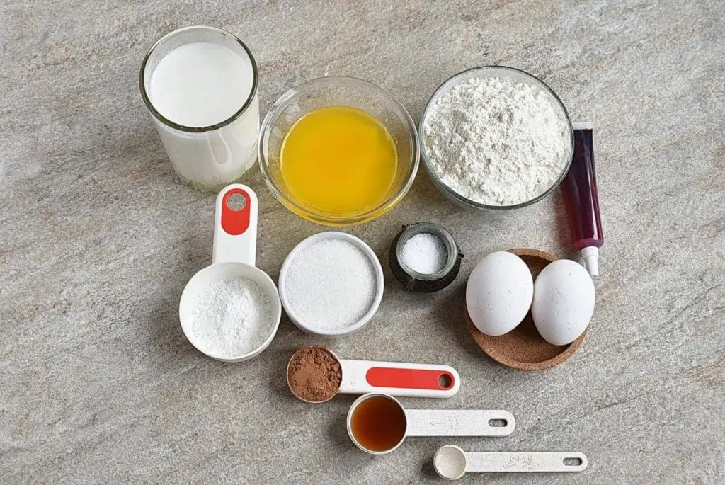 Ingredients for Red Velvet Waffles