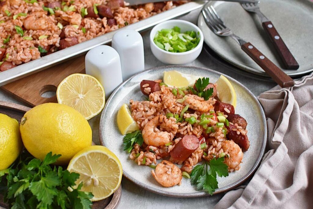 How to serve Sheet-Pan Shrimp and Sausage Jambalaya