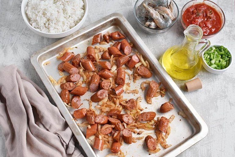 Step 2 - Sheet-Pan Shrimp and Sausage Jambalaya