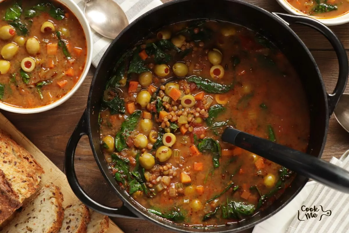 Tomato Lentil Soup Recipe-Lentil and Tomato Soup-Lentil Tomato Soup with Green Olives