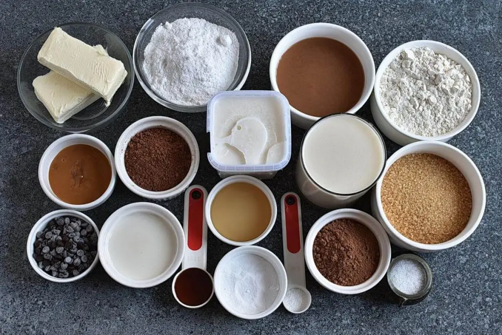 Ingredients for Chocolate Vegan Birthday Cake