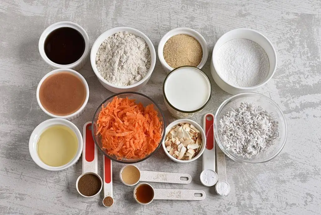 Ingredients for Coconut Carrot Cake Muffins