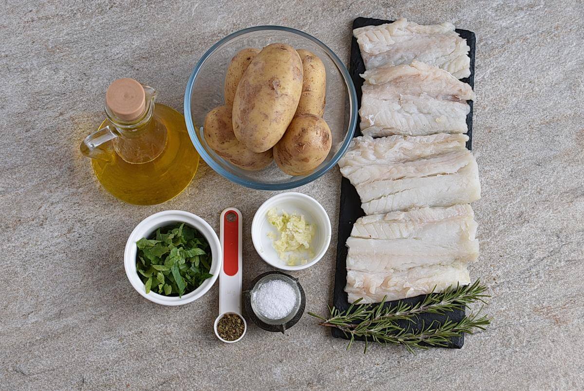 Ingridiens for Italian Herb Baked Fish and Chips