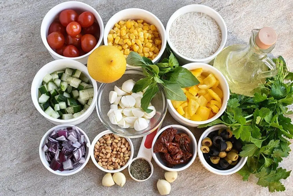 Ingredients for Italian Style Rice Salad