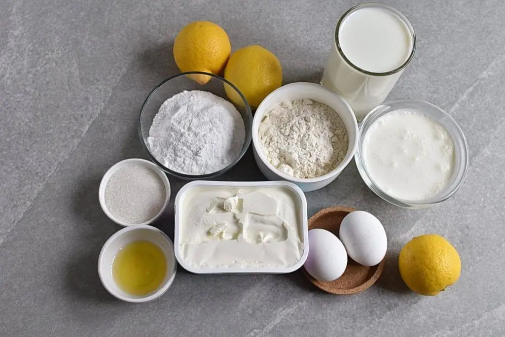 Ingredients for Lemon Drizzle Mille Crêpe Cake