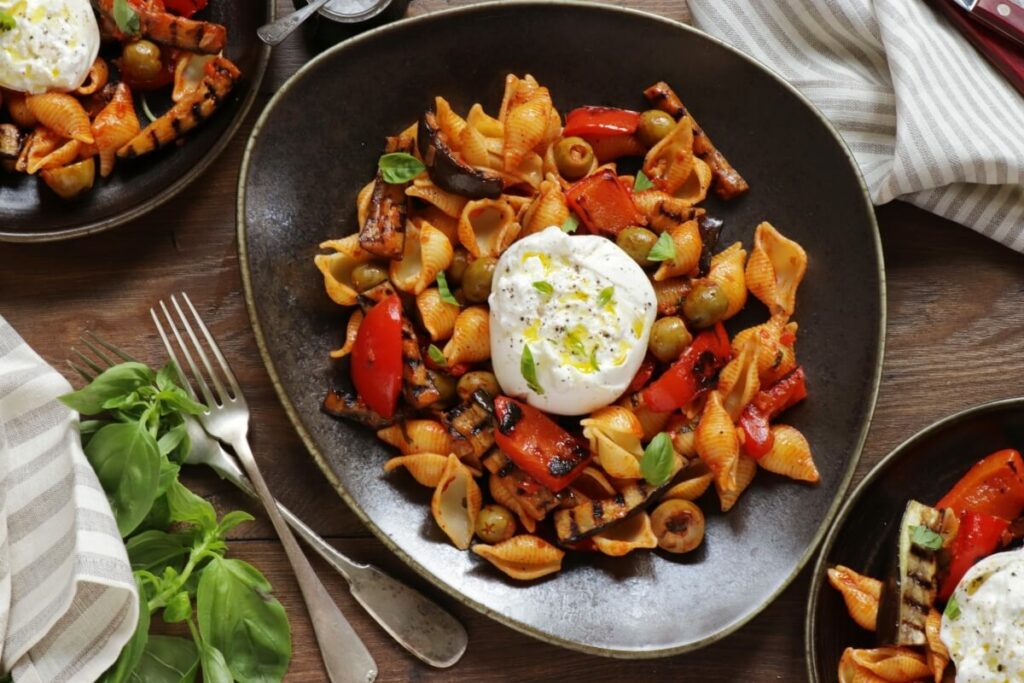 How to serve Pasta with Roasted Eggplant & Burrata