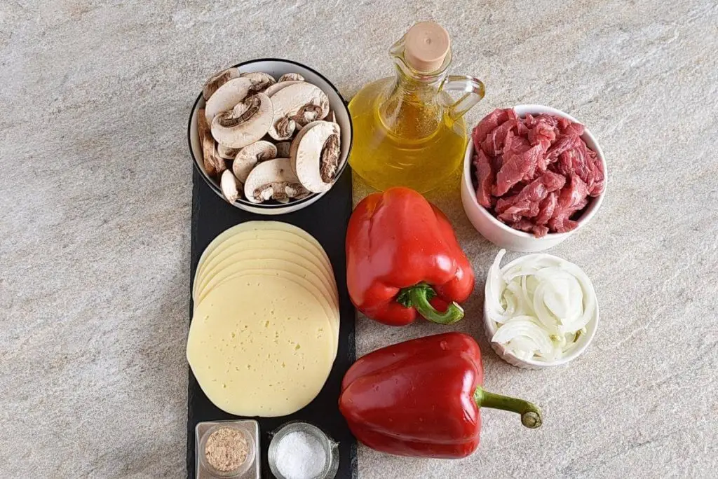Ingredients for Low Carb Cheesesteak Stuffed Peppers