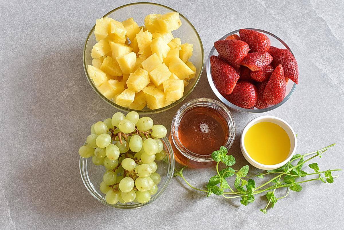Ingridiens for Minty Pineapple Fruit Salad