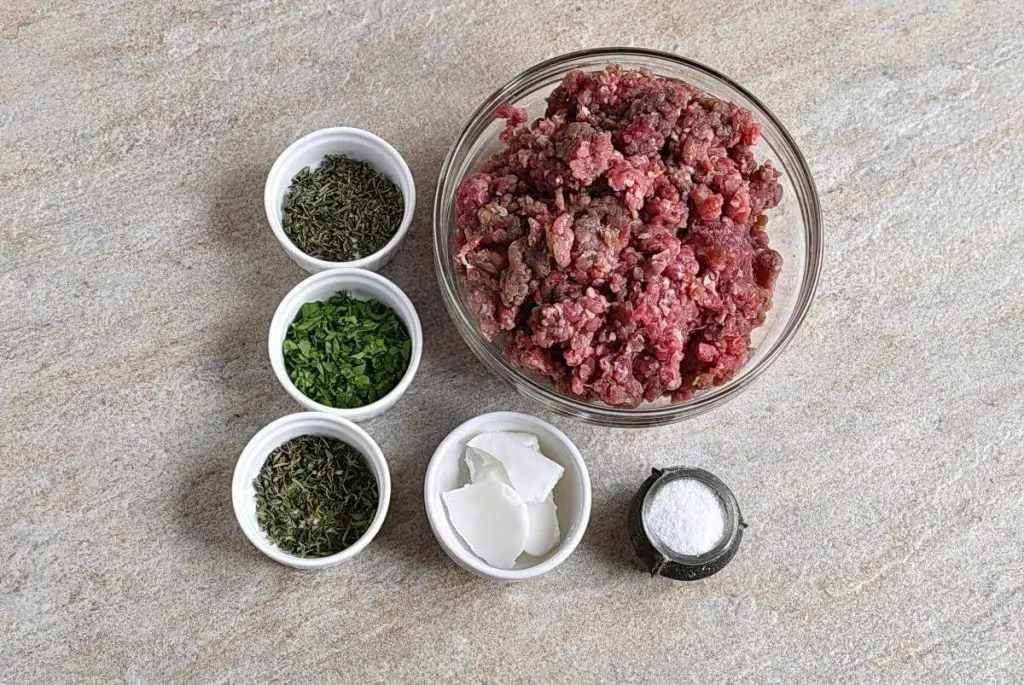 Ingredients for Low Carb Savory Herb Beef Patties
